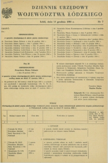 Dziennik Urzędowy Województwa Łódzkiego. 1984, nr 7 (14 grudnia)