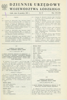Dziennik Urzędowy Województwa Łódzkiego. 1987, nr 17 (10 grudnia)