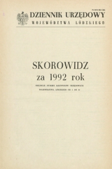Dziennik Urzędowy Województwa Łódzkiego. 1992, Skorowidz