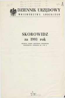 Dziennik Urzędowy Województwa Łódzkiego. 1993, Skorowidz