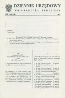 Dziennik Urzędowy Województwa Łódzkiego. 1994, nr 6 (5 maja)