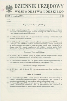 Dziennik Urzędowy Województwa Łódzkiego. 1995, nr 14 (15 września)