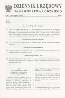 Dziennik Urzędowy Województwa Łódzkiego. 1995, nr 17 (16 listopada)