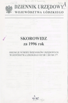 Dziennik Urzędowy Województwa Łódzkiego. 1996, Skorowidz