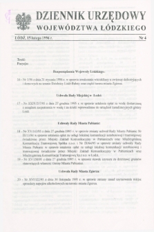 Dziennik Urzędowy Województwa Łódzkiego. 1996, nr 4 (15 lutego)