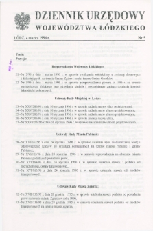 Dziennik Urzędowy Województwa Łódzkiego. 1996, nr 5 (4 marca)