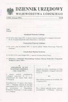 Dziennik Urzędowy Województwa Łódzkiego. 1996, nr 10 (10 maja)
