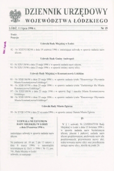 Dziennik Urzędowy Województwa Łódzkiego. 1996, nr 15 (11 lipca)