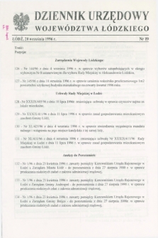 Dziennik Urzędowy Województwa Łódzkiego. 1996, nr 19 (20 września)