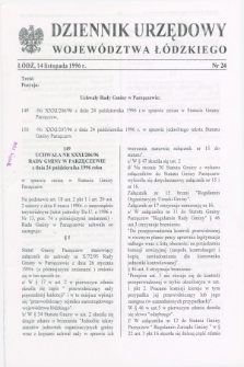 Dziennik Urzędowy Województwa Łódzkiego. 1996, nr 24 (14 listopada)