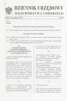 Dziennik Urzędowy Województwa Łódzkiego. 1996, nr 27 (31 grudnia)