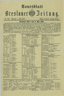 Coursblatt der Breslauer Zeitung. 1881, Nr. 103 (4 Mai)