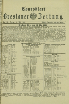 Coursblatt der Breslauer Zeitung. 1881, Nr. 110 (13 Mai)