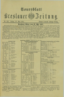 Coursblatt der Breslauer Zeitung. 1881, Nr. 121 (27 Mai)