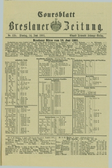 Coursblatt der Breslauer Zeitung. 1881, Nr. 135 (14 Juni)