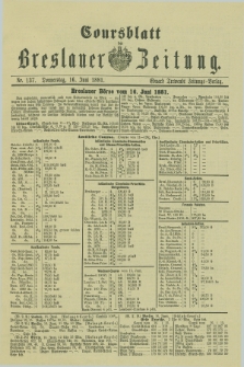 Coursblatt der Breslauer Zeitung. 1881, Nr. 137 (16 Juni)