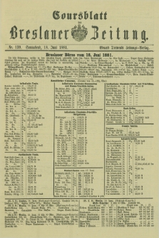 Coursblatt der Breslauer Zeitung. 1881, Nr. 139 (18 Juni)