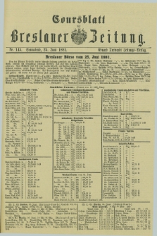 Coursblatt der Breslauer Zeitung. 1881, Nr. 145 (25 Juni)