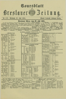 Coursblatt der Breslauer Zeitung. 1881, Nr. 172 (27 Juli)