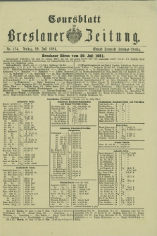 Coursblatt der Breslauer Zeitung. 1881, Nr. 174 (29 Juli)