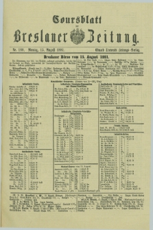 Coursblatt der Breslauer Zeitung. 1881, Nr. 188 (15 August)