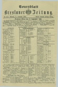Coursblatt der Breslauer Zeitung. 1881, Nr. 213 (14 September)