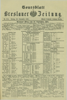 Coursblatt der Breslauer Zeitung. 1881, Nr. 215 (16 September)