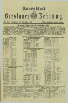 Coursblatt der Breslauer Zeitung. 1881, Nr. 216 (17 September)