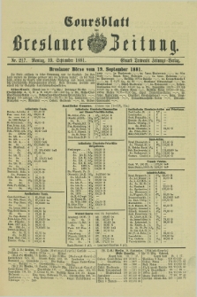 Coursblatt der Breslauer Zeitung. 1881, Nr. 217 (19 September)