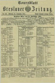 Coursblatt der Breslauer Zeitung. 1881, Nr. 219 (21 September)