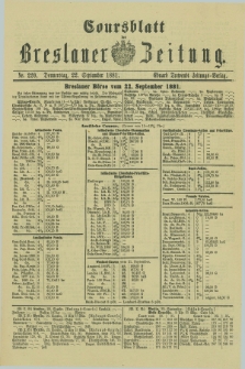 Coursblatt der Breslauer Zeitung. 1881, Nr. 220 (22 September)