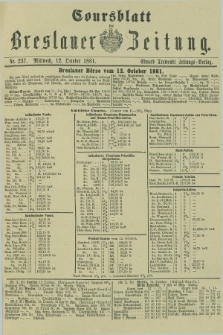 Coursblatt der Breslauer Zeitung. 1881, Nr. 237 (12 October)