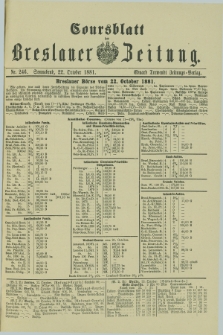 Coursblatt der Breslauer Zeitung. 1881, Nr. 246 (22 October)