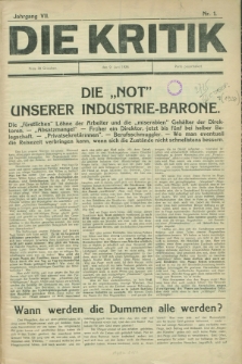 Die Kritik. Jg.7, nr 1 (9 Juni 1928)