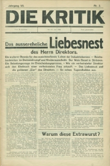 Die Kritik. Jg.7, nr 2 (16 Juni 1928)