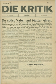 Die Kritik. Jg.7, nr 5 ([7 Juli 1928])