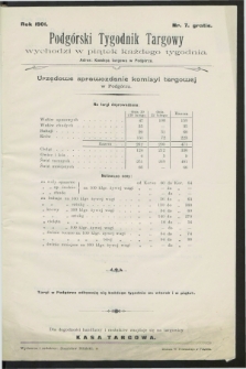 Podgórski Tygodnik Targowy : urzędowe sprawozdanie Komisyi Targowej w Podgórzu. 1901, Nr. 7
