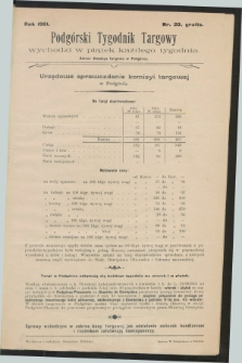 Podgórski Tygodnik Targowy : urzędowe sprawozdanie Komisyi Targowej w Podgórzu. 1901, Nr. 20