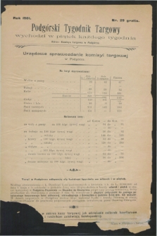 Podgórski Tygodnik Targowy : urzędowe sprawozdanie Komisyi Targowej w Podgórzu. 1901, Nr. 29