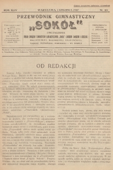 Przewodnik Gimnastyczny „Sokół” : organ Związku Towarzystw Gimnastycznych „Sokół”: Zarządu Związku i Dzielnic: Małopolskiej, Mazowieckiej, Krakowskiej, Śląskiej, Poznańskiej, Pomorskiej i we Francyi. R.44 (1927), nr 23