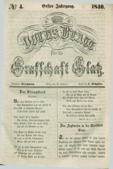 Volks-Blatt für die Graffschaft Glatz. Jg.1, №. 4 (25 Januar 1840)