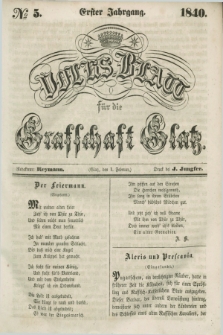 Volks-Blatt für die Graffschaft Glatz. Jg.1, №. 5 (1 Februar 1840)
