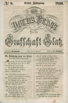 Volks-Blatt für die Graffschaft Glatz. Jg.1, №. 8 (22 Februar 1840)