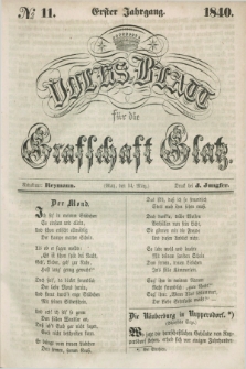 Volks-Blatt für die Graffschaft Glatz. Jg.1, №. 11 (14 März 1840)