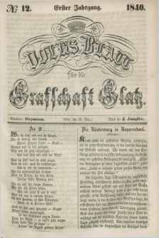 Volks-Blatt für die Graffschaft Glatz. Jg.1, №. 12 (21 März 1840)