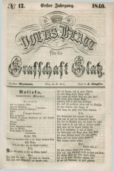 Volks-Blatt für die Graffschaft Glatz. Jg.1, №. 17 (25 April 1840)