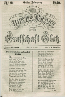 Volks-Blatt für die Graffschaft Glatz. Jg.1, №. 21 (23 Mai 1840)