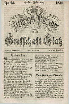 Volks-Blatt für die Graffschaft Glatz. Jg.1, №. 25 (20 Juni 1840)