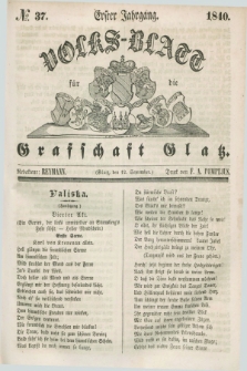 Volks-Blatt für die Graffschaft Glatz. Jg.1, №. 37 (12 September 1840)