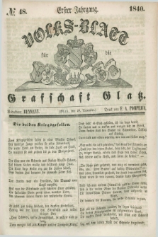 Volks-Blatt für die Graffschaft Glatz. Jg.1, №. 48 (28 November 1840)